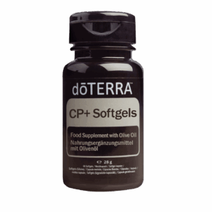 doTERRA CP+ Softgels Kapseln Flasche freigestellt auf weißem Hintergrund