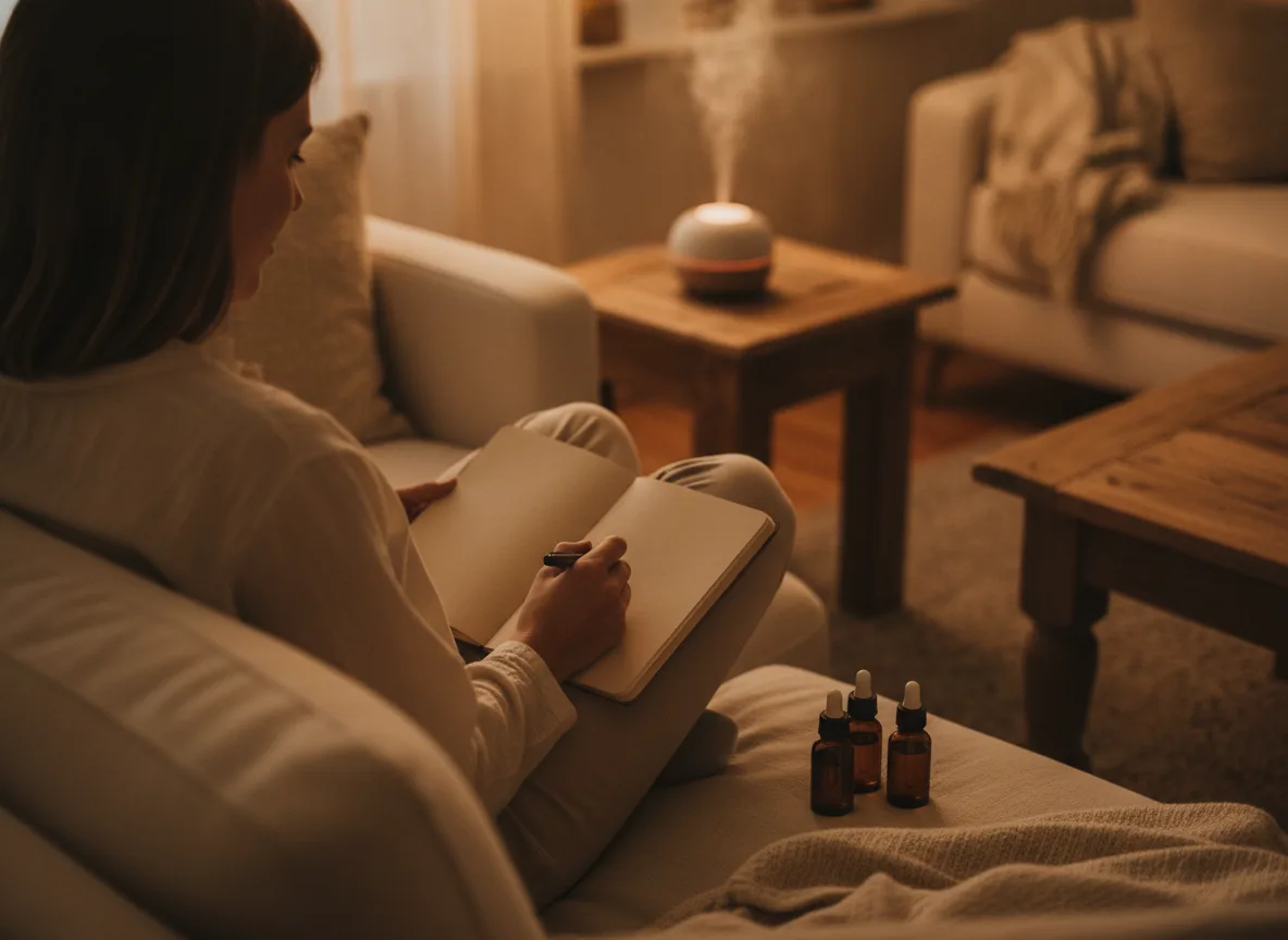 doTERRA Enrolment Kit: Welches Starterset passt zu dir? 3 Person überlegt beim Notizbuch welches doTERRA Enrolment Kit zu ihr passt