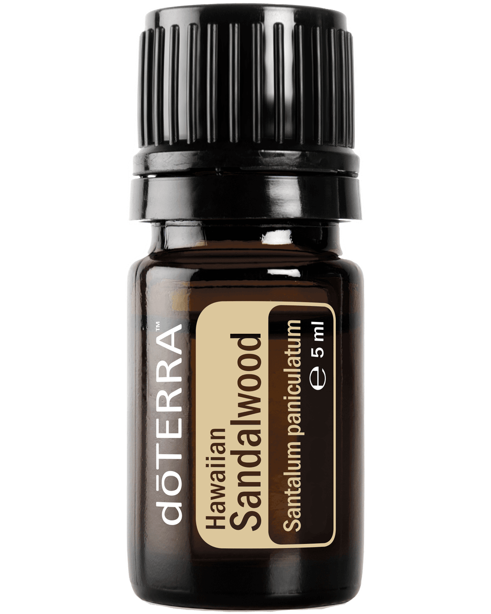 doTERRA hawaiianisches Sandelholzöl 5ml Flasche vor weißem Hintergrund