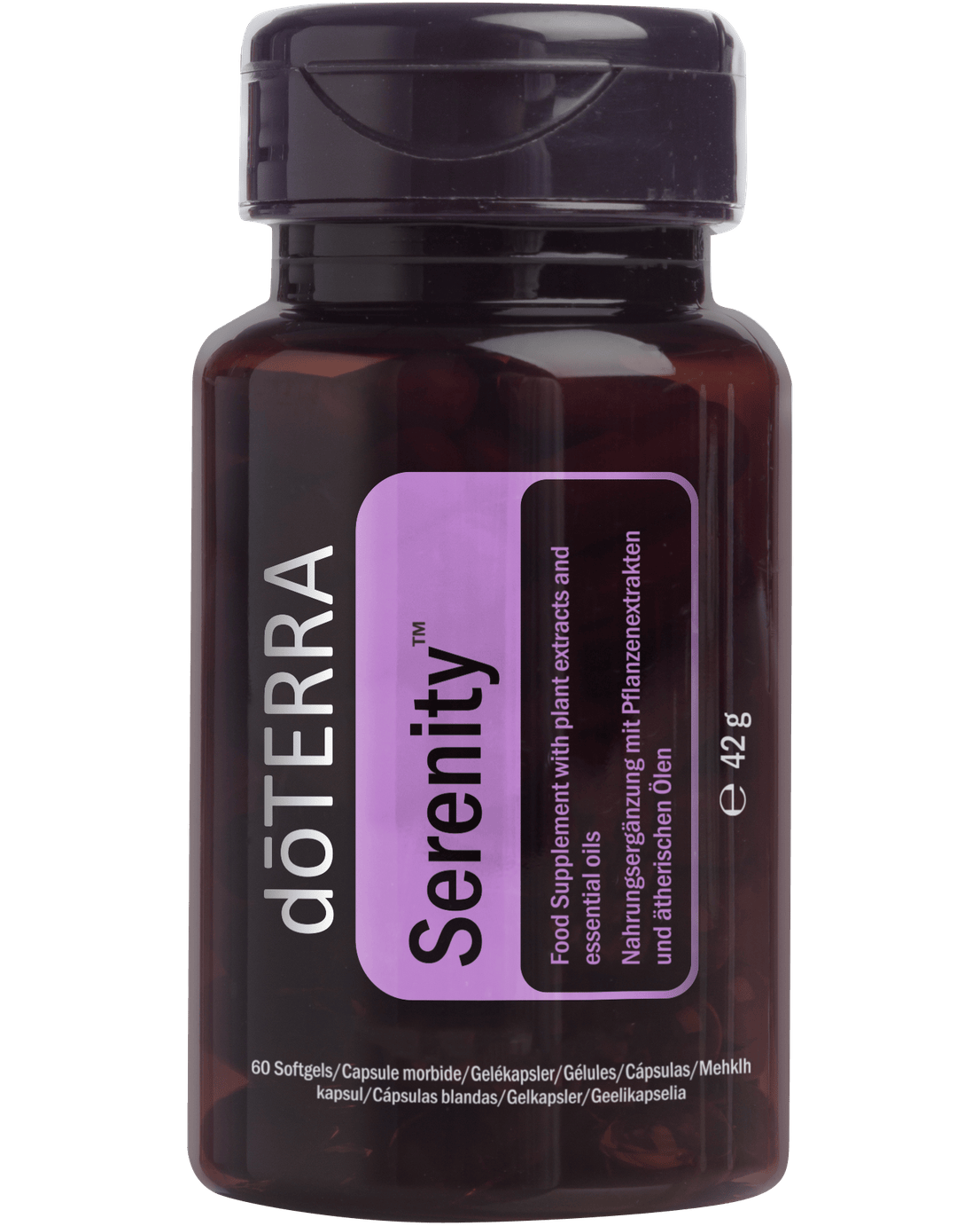 doTERRA Serenity Softgels Schlaf, dunkle Flasche mit lila Etikett