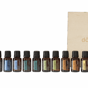 Starter Kit ätherische Öle doTERRA mit Diffuser, zwölf Ölflaschen und Holzbox