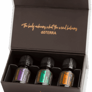 Yoga Starter Kit von doTERRA mit drei ätherischen Ölen in geöffneter Geschenkbox