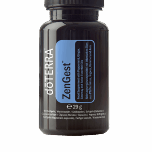 doTERRA ZenGest Verdauung Weichkapseln Flasche mit blauem Etikett