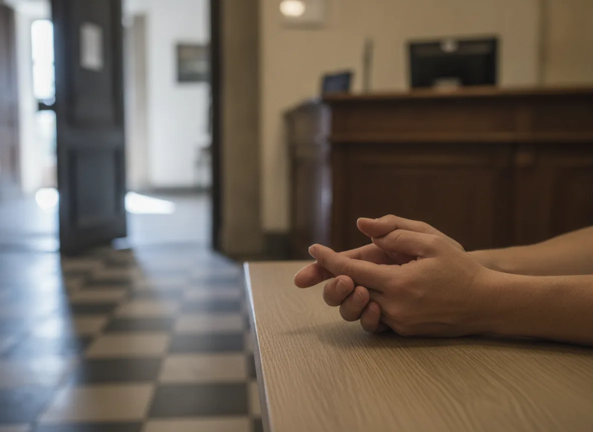 Gewerbe rückwirkend anmelden: So geht's als doTERRA-Berater 2 Ruhige Hände auf einem Tisch vor dem Hintergrund eines Behördenflurs